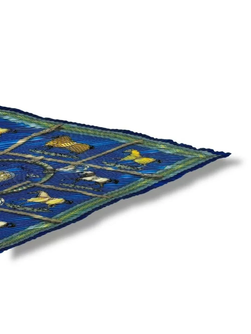 Hermes Pleats Scarf Silk Couvertures Et Tenues de Jour Horsewear Blue